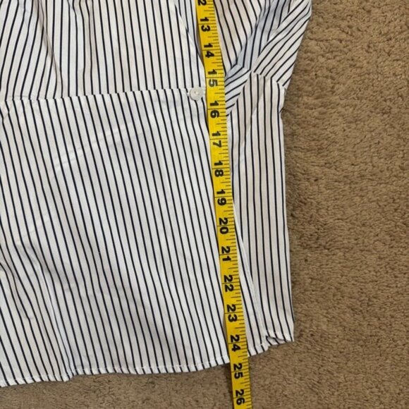 Harshman XS Marcela Stripe Puff-sleeve Peplum Wrap Blouse Navy NWT MSRP $192 - Picture 8 of 9